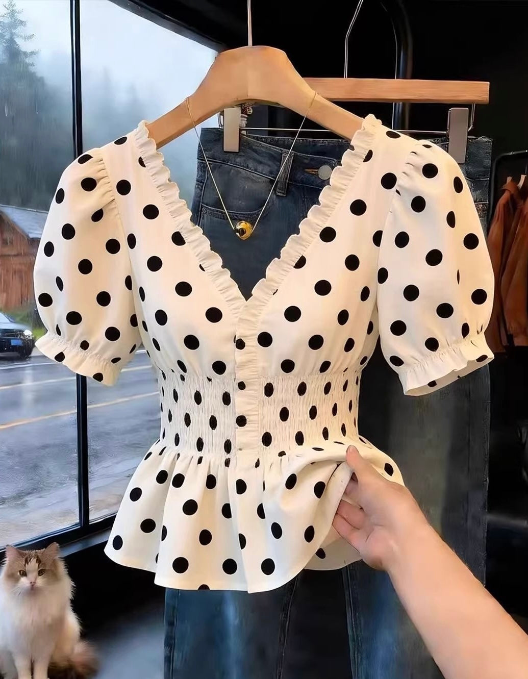 波点收腰短上衣 | POLKA DOT PEPLUM