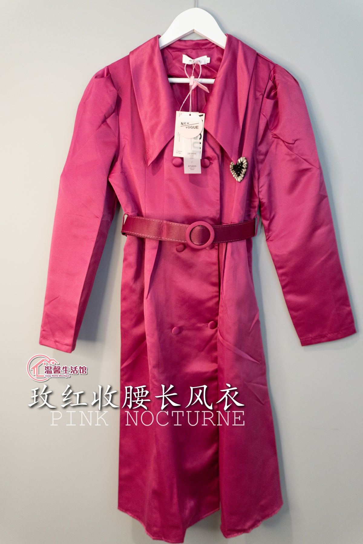 玫红收腰长风衣 | PINK NOCTURNE