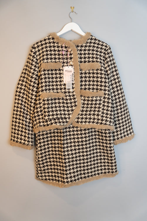 千鸟格毛边两件套 | HOUNDSTOOTH TRIM COAT