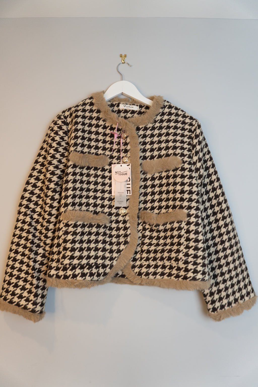 千鸟格毛边两件套 | HOUNDSTOOTH TRIM COAT